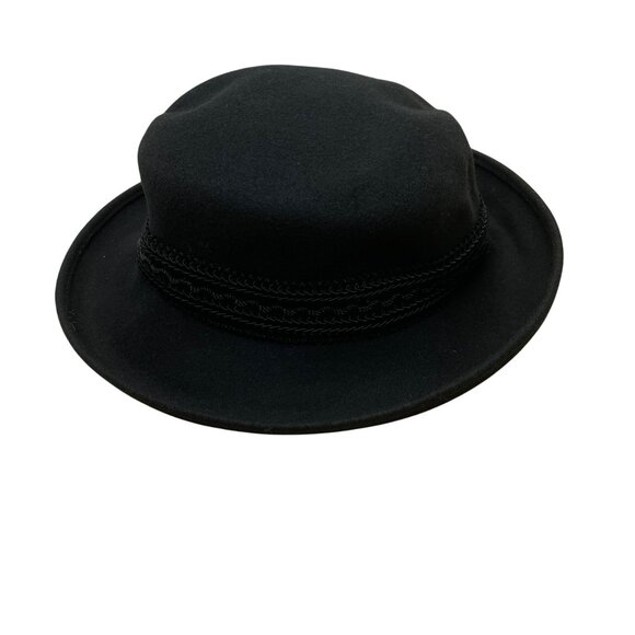 Hoodlums Womens Black Wool Fedora Braided Band Made In USA - Picture 8 of 13